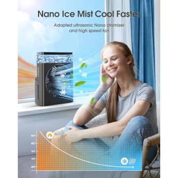 Portable Misting Fan - Rechargeable, USB Powered & Quiet