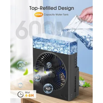 Portable Misting Fan - Rechargeable, USB Powered & Quiet