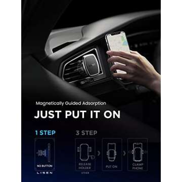 LISEN 2 Pack Magnet for Phone Car Mount Magnetic Phone Holder for Your Car Vent 6 Military Magnets Vent Cell Phone Holder Mount for Car Plate Fit All iPhone 16/15/14/13 Pro Max Plus Samsung S25