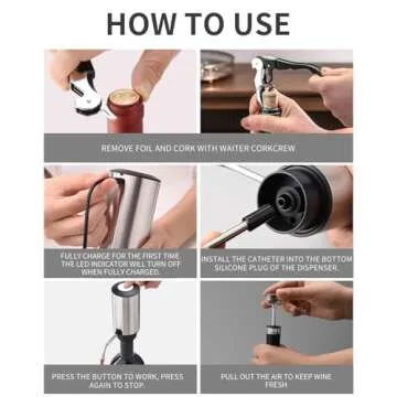 CIRCLE JOY Wine Aerator Electric Wine Aerator Pourer Spout Rechargeable One-touch Wine Decanter with Storage Base, Corskcrew and Vacuum Wine Stopper, Wine Dispenser Gifts for Wine Lovers, Silver