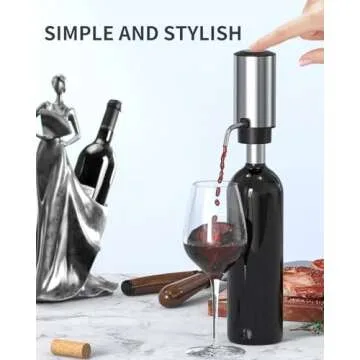 CIRCLE JOY Wine Aerator Electric Wine Aerator Pourer Spout Rechargeable One-touch Wine Decanter with Storage Base, Corskcrew and Vacuum Wine Stopper, Wine Dispenser Gifts for Wine Lovers, Silver