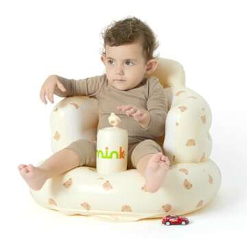 mink Baby Inflatable Seat for Babies 3-36 Months, Built in Air Pump Infant Back Support Sofa Toddler...