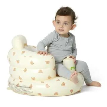 mink Baby Inflatable Seat for Babies 3-36 Months, Built in Air Pump Infant Back Support Sofa Toddler Chair for Sitting Up, Baby Floor Seater Gifts (Bear Head)