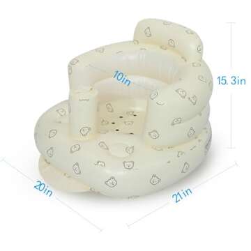 mink Baby Inflatable Seat for Babies 3-36 Months, Built in Air Pump Infant Back Support Sofa Toddler Chair for Sitting Up, Baby Floor Seater Gifts (Bear Head)