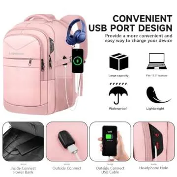 Lapsouno Extra Large Backpack, Carry on Backpack for Women, TSA 17.3 Inch Travel Laptop Backpack wit...