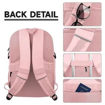 Lapsouno Light Pink TSA Laptop Backpack for Women