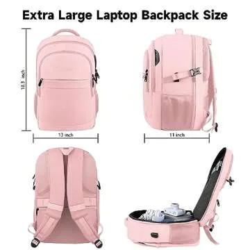 Lapsouno Light Pink TSA Laptop Backpack for Women