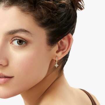 Ana Luisa Celeste Crescent Moon Huggie Hoops - 14K Gold Plated - Sparkling Celestial Earrings with Cubic Zirconia - Hypoallergenic, Water-Resistant & Tarnish-Free, Star and Moon Charm Earrings