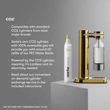 aarke - Carbonator III Premium Carbonator/Sparkling & Seltzer Water Maker with PET Bottle (Brass)