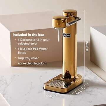 aarke - Carbonator III Premium Carbonator/Sparkling & Seltzer Water Maker with PET Bottle (Brass)