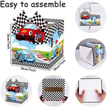 123 Pcs Valentine Boxes for Kids, Racing Car Valentines Day Cards Kit for Kids and Mailbox for Classroom Exchange Greeting Favors Activities Decorations for Classroom Kindergarten Home
