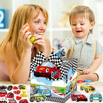 123 Pcs Valentine Boxes for Kids, Racing Car Valentines Day Cards Kit for Kids and Mailbox for Classroom Exchange Greeting Favors Activities Decorations for Classroom Kindergarten Home