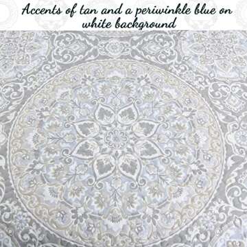 Cozy Line Home Fashions Medallion Floral Reversible Bedding Quilt Set, Lightweight Bedspread Coverlet for All Seasons (Grey Venetia, Queen - 3 Piece)