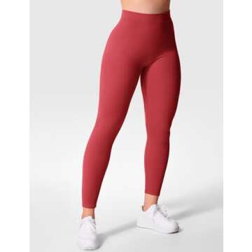 YEOREO Daze V Back Workout Leggings for Women Scrunch Butt Leggings High Waisted Gym Yoga Pants Cherry Small