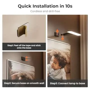 FULEN 2 Pack Picture Lights for Wall,Battery Operated Wall Sconce Rechargeable,LED Wall Light Cordless with Remote,3 Color Temperature, Art Lights for Painting,Frame,Gallery,Dartboard Lights,Black