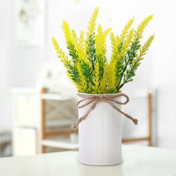 Omldggr Artificial Lavender Flower Plants in Metal Pots, 3 Pack Lavender Decor Faux Lavender Plants Potted Home Decor for Farmhouse Table Centerpiece Windowsill Country Indoor Outdoor Decoration