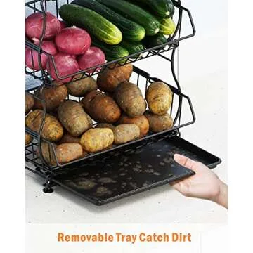 3 Tier Stackable iSPECLE Fruit Basket with Wheels