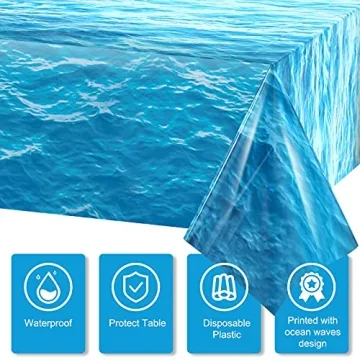 Irenare Ocean Waves Plastic Tablecloths for Parties
