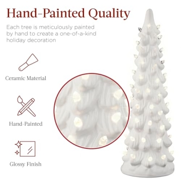 Ceramic Christmas Trees Set - Pre-Lit Tabletop Decor