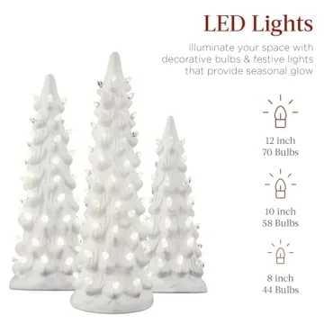 Ceramic Christmas Trees Set - Pre-Lit Tabletop Decor