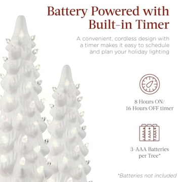 Ceramic Christmas Trees Set - Pre-Lit Tabletop Decor