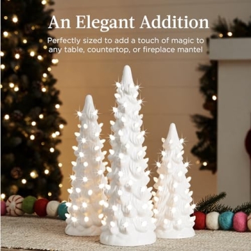Ceramic Christmas Trees Set - Pre-Lit Tabletop Decor