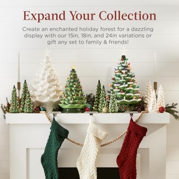 Ceramic Christmas Trees Set - Pre-Lit Tabletop Decor