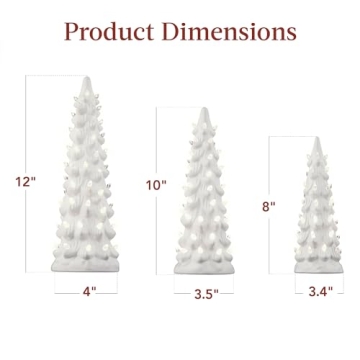 Ceramic Christmas Trees Set - Pre-Lit Tabletop Decor