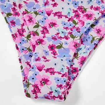 MOOSLOVER Women One Shoulder High Waisted Bikini Tie High Cut Two Piece Swimsuits(XL,Pink White Flower-8)