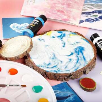 ABEIER Iridescent Acrylic Paint, Set of 18 Chameleon Colors, 2 oz/60ml Bottles, Color-shifting, Non-Toxic, High Viscosity, Blendable, Paints on Rocks Crafts Canvas Wood, Fabric, Ceramic & Stone