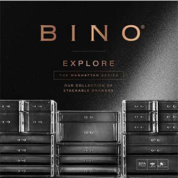 BINO | 5-Drawer Makeup Organizer, Lexington Avenue | THE MANHATTAN SERIES | Modular Design Storage Drawers | Vanity Acrylic Organizers | Stackable Storage Bins | Clear Makeup Organizers And Storage