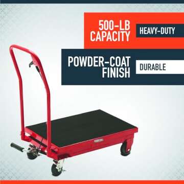 Ironton Hydraulic Table Cart - 500-Lb Capacity, 28 5/8in. Lift