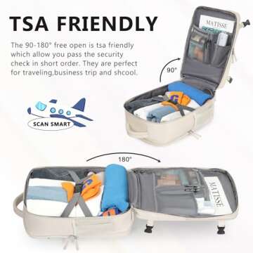 Snoffic Travel Backpack for Women, Large Carry On Backpack for Travel, Waterproof Backpack Personal Item, Backpack for Women, laptop backpack 17.3 inch, College Bag Casual Daypack, Beige