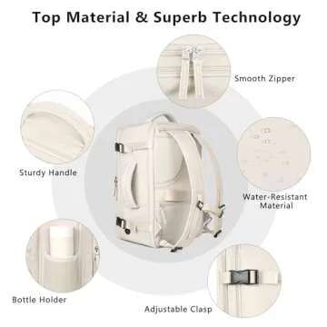 Snoffic Travel Backpack for Women, Large Carry On Backpack for Travel, Waterproof Backpack Personal Item, Backpack for Women, laptop backpack 17.3 inch, College Bag Casual Daypack, Beige