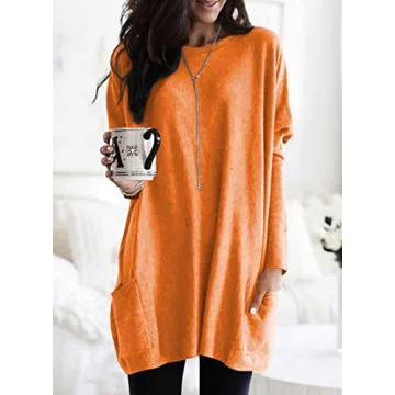 Dokotoo Women's Winter Long Sleeve Tunic Tops with Pockets
