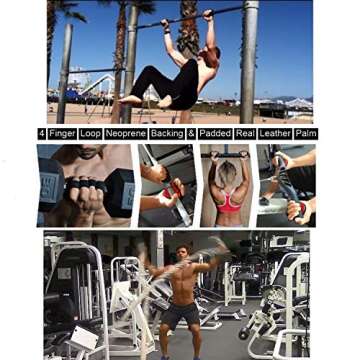 GymPaws PRO Original Alternative to Workout Gloves - Real Leather - 4 Finger Loop Sweat Proof Backing - Washable - Dryable - Unisex for Men or Women (Blue Steel)