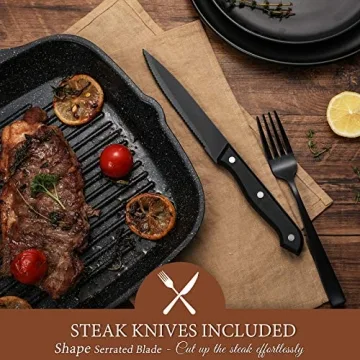 Hiware 24-Piece Matte Black Silverware Set