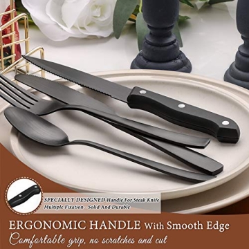 Hiware 24-Piece Matte Black Silverware Set