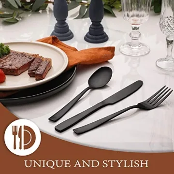 Hiware 24-Piece Matte Black Silverware Set