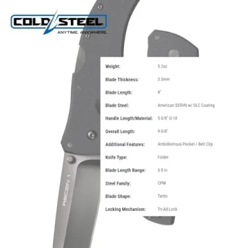Cold Steel Recon 1 Tactical Folding Knife with Tri-Ad Lock