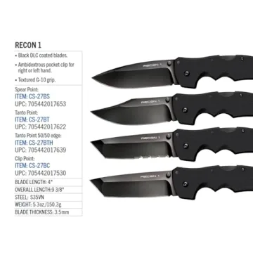 Cold Steel Recon 1 Tactical Folding Knife with Tri-Ad Lock