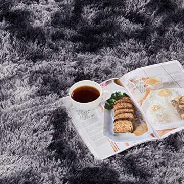 YOBATH Fluffy Shag Area Rugs 5x7 for Living Room Bedroom, Soft Fuzzy Shaggy Carpet Rugs for Girls Boys Kids Indoor Floor Nursery Home Decor, Dark Grey