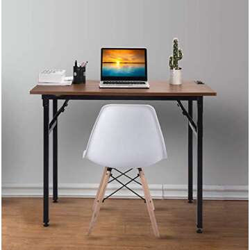 Frylr Small Folding Writing Desk with USB Ports & Power Plugs 31.5x15.7x29 Inch Small Office Compute...