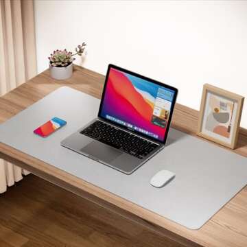Boutilon Leather Desk Pad 30" x14",Non-Slip Mouse Pad,Office Desk Mat,Waterprooft PU Leather Desk Bl...