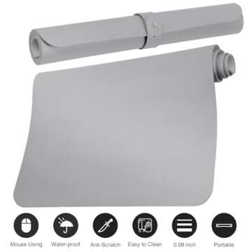 Boutilon Leather Desk Pad 30" x14",Non-Slip Mouse Pad,Office Desk Mat,Waterprooft PU Leather Desk Blotter,Desk Pad Protector,Desk Writing Pad for Home Office Decor (M-Grey)