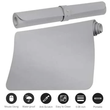 Boutilon Leather Desk Pad 30" x14",Non-Slip Mouse Pad,Office Desk Mat,Waterprooft PU Leather Desk Blotter,Desk Pad Protector,Desk Writing Pad for Home Office Decor (M-Grey)