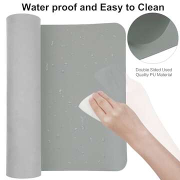 Boutilon Leather Desk Pad 30" x14",Non-Slip Mouse Pad,Office Desk Mat,Waterprooft PU Leather Desk Blotter,Desk Pad Protector,Desk Writing Pad for Home Office Decor (M-Grey)