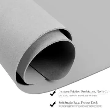 Boutilon Leather Desk Pad 30" x14",Non-Slip Mouse Pad,Office Desk Mat,Waterprooft PU Leather Desk Blotter,Desk Pad Protector,Desk Writing Pad for Home Office Decor (M-Grey)