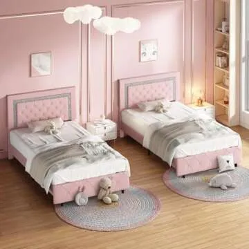 Stylish HOMBCK Pink Twin Bed Frame for Girls