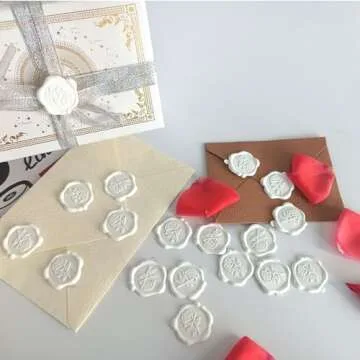 Elegant 50 Pcs Adhesive White Rose Wax Seal Stickers